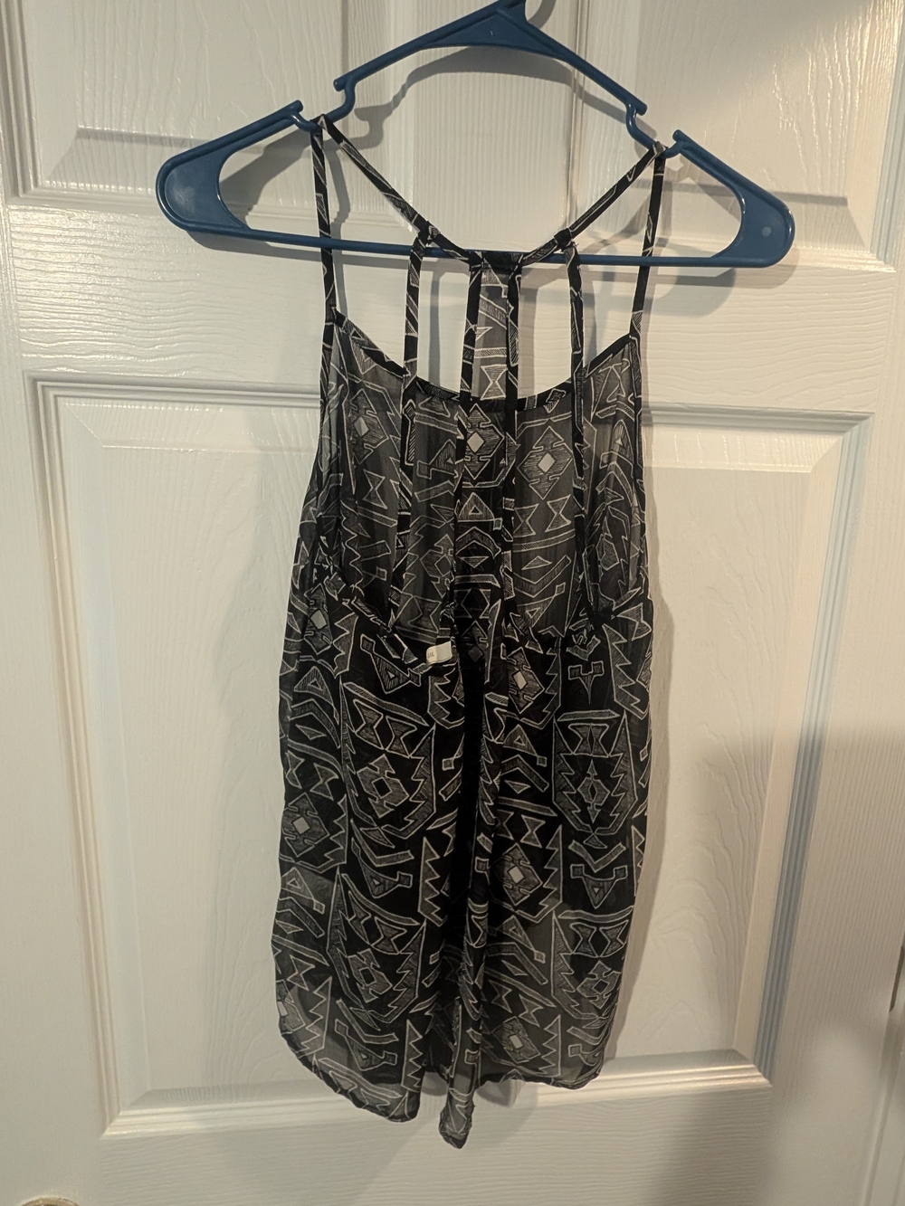 Black and White Geometric Print Spaghetti-Strap Dress